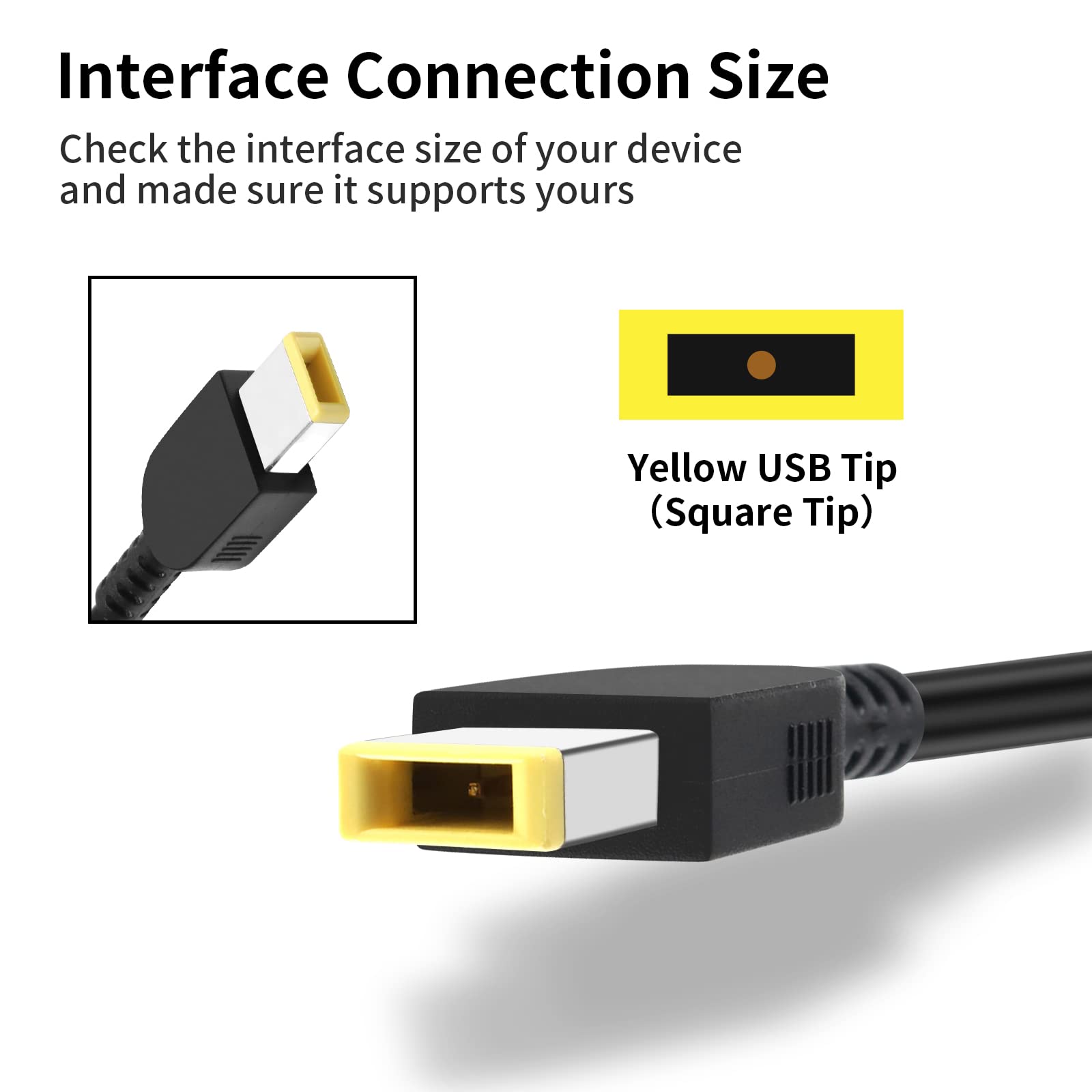 65W USB Tip AC Adapter Laptop Charger for Lenovo ideapad G50-45 G51-35 G50-70 G50-80 U530 300-17ISK 700-15ISK G40-80 Thinkpad 11e Yoga 11e Chromebook E570 E555 E550 T540P T440 T440P Power Supply Cord