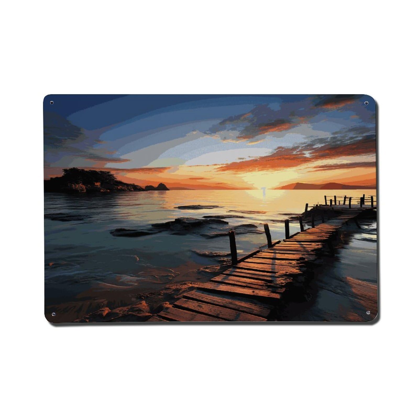 Adfgyerh Style Seascape Sunset Ocean Beach Metal Signs Funny, Aluminum Tin Sign Indoor Outdoor Decor, Vintage Signs For Home Office Kitchen Bar Cafe Garden Farmhouse Wall Decor