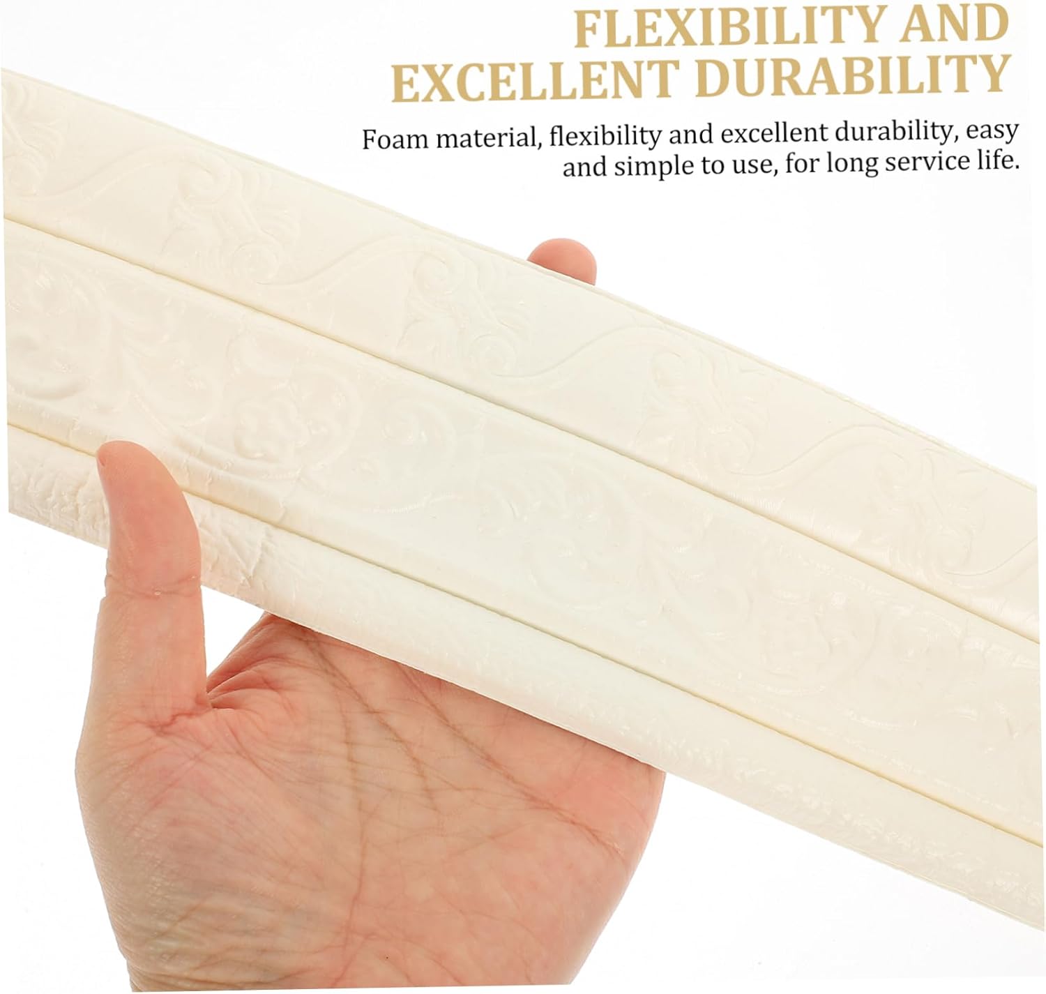 Veemoon 10pcs Self-Adhesive Foam Wall Corner Trim Flexible Peel and Stick Molding for Home Decor Wall Protector for Smooth Easy to Install and Cut