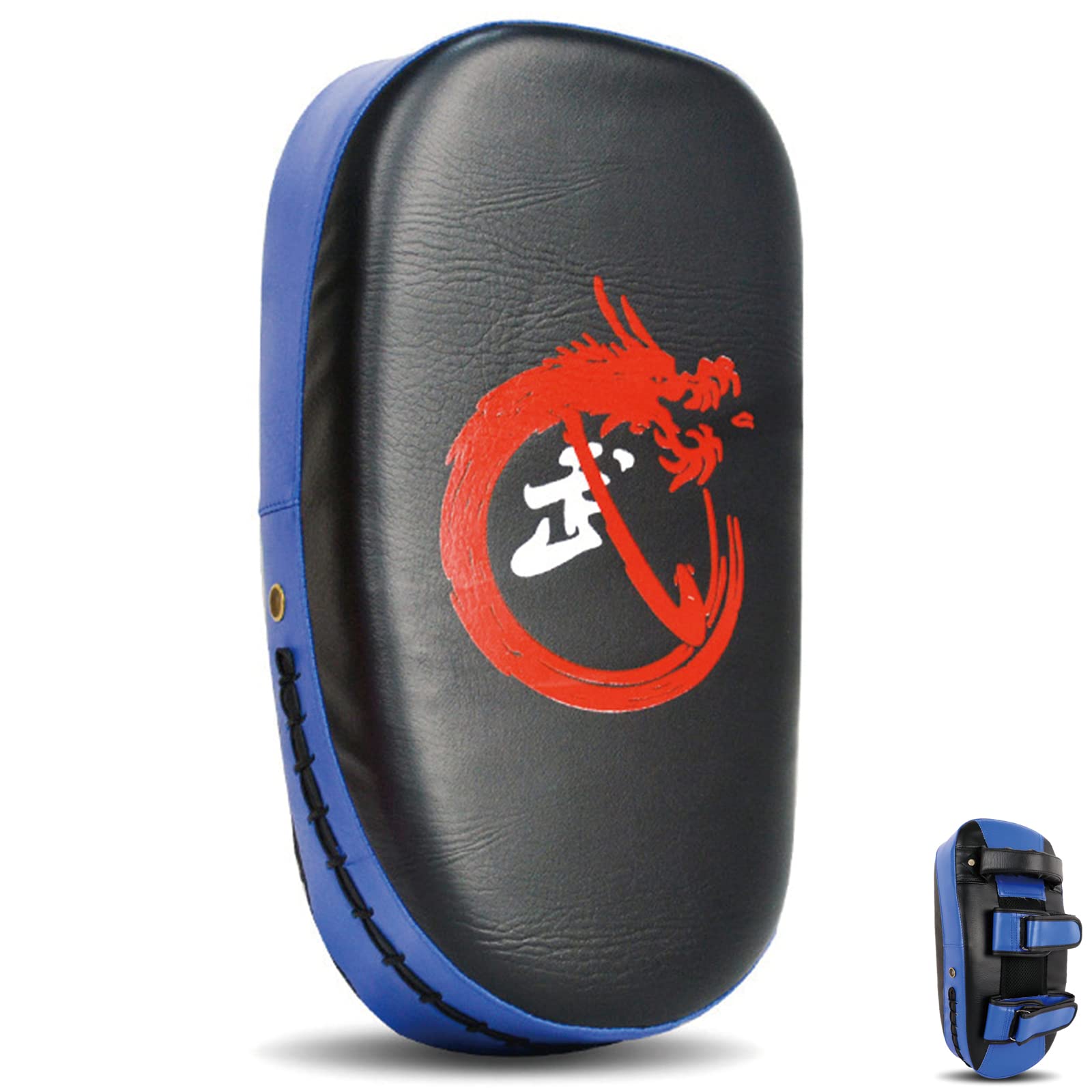 Ysaca Men's Blue Boxing Curved Pads For Adult Kids,Muay Thai Pads,Taekwondo Kick Pads Pu Leather Mma Martial Art Kickboxing Punch Mitts Punching Bag Kicking Shield Training,1Pc,