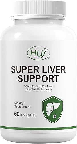 HUJ Suplemento Super Liver Support -17 en 1 con cardo mariano, alcachofa, cúrcuma y raíz de diente de león, apoya la desintoxicación del hígado y la