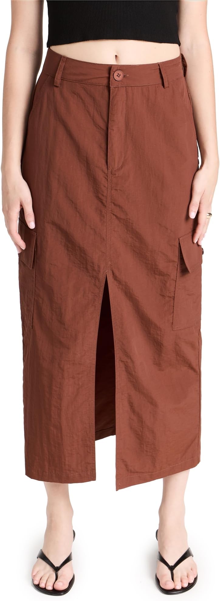 MOON RIVERWomen's Brown Slit-Front Cargo Skirt