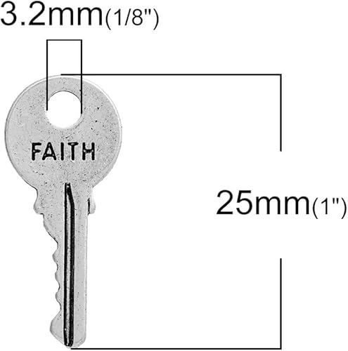 Miniatura 5 de JGFinds Faith Peace Love - Dijes inspiradores para llaves de mensaje, tono plateado, 1 pulgada, paquete de 54 (18 de cada uno)