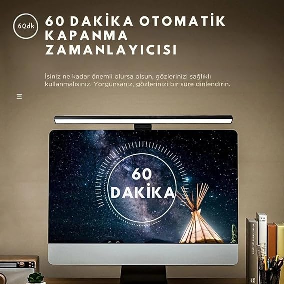61cm Gaming Ekran Üstü LED Işık – Ayarlanabilir 3 Farklı Renkli Işık Göz Dostu Aydınlatma Masa Lamba [Enerji Sınıfı A+]