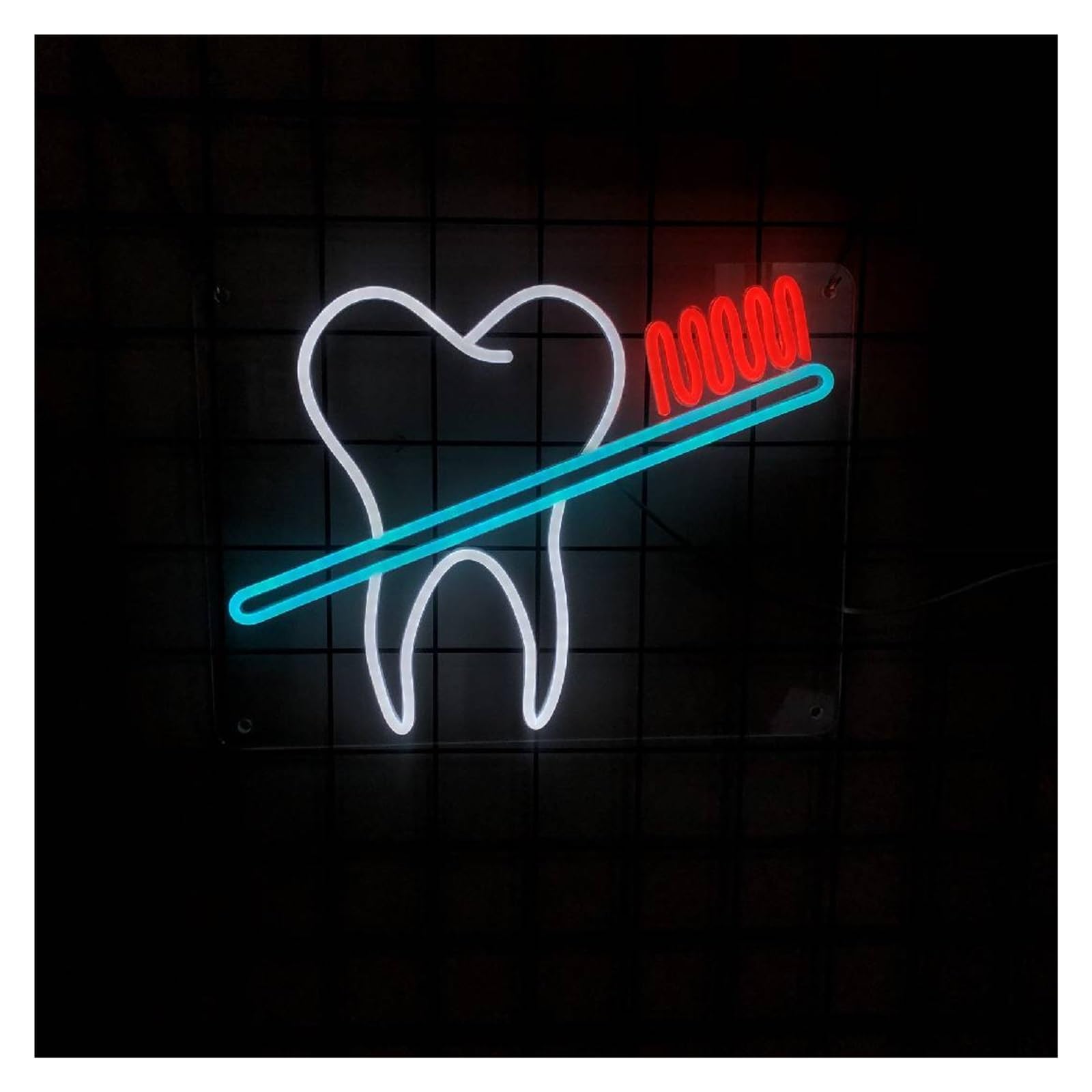Insegna Luminosa a Forma di spazzolino da Denti, alimentata Tramite USB, luminosità Regolabile, Adatta per studi dentistici, 40 cm x 30 cm (C)