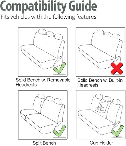 Miniatura 6 de FH Group Funda de asiento de coche para asiento trasero de tela negra, ajuste universal para asientos traseros de automóviles con banco trasero