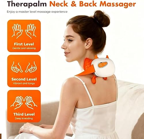 Miniatura 2 de Neck and Shoulder Massager with Heat, 4D Shiatsu Kneading & Hands Traction for Deep Tissue, Wireless Electric Massage for Back Pain Relief, USB-C