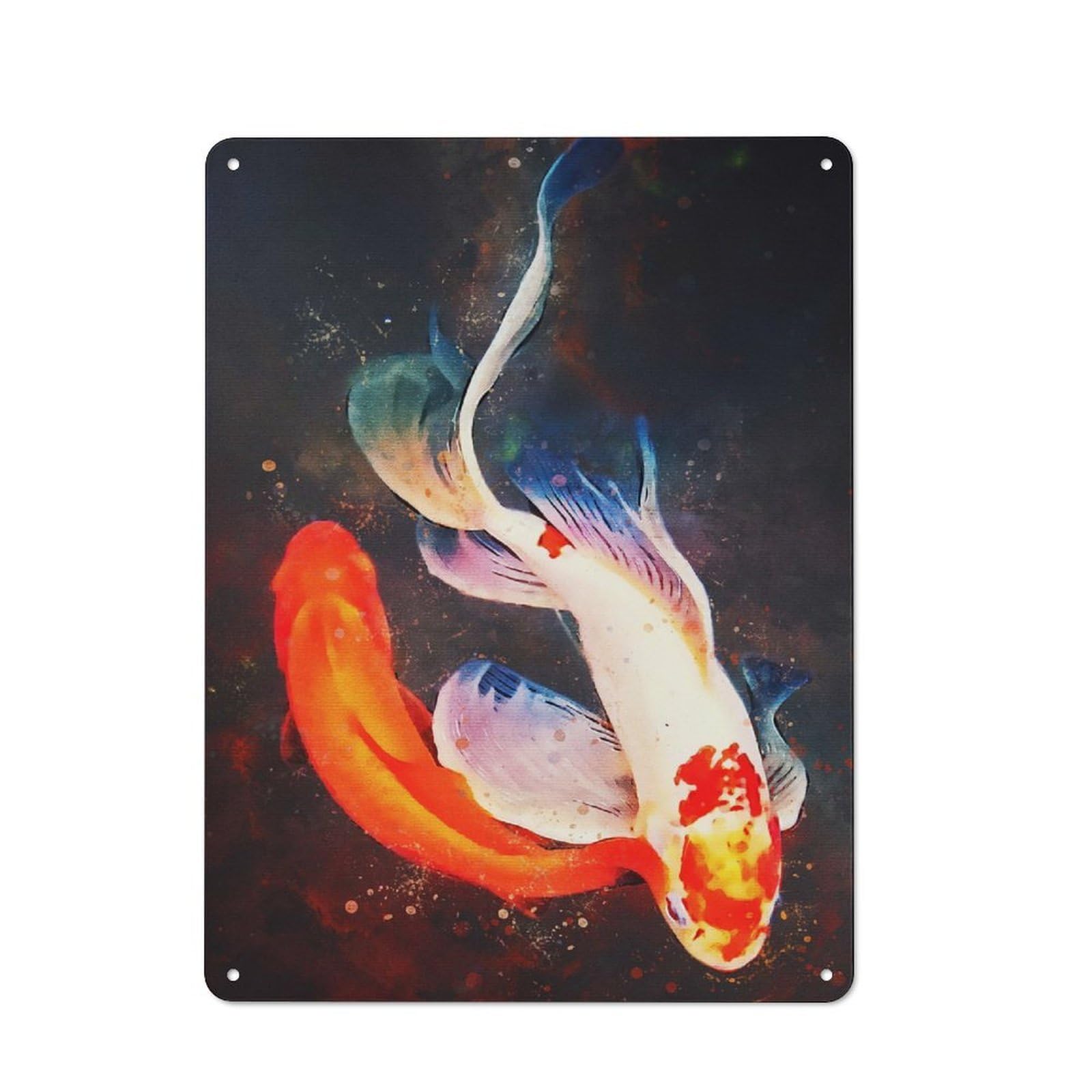Retro Fish Watercolor New Metal Gift Sign 40x30cm, Home Wall Decor for Flat, Dorm Room, Lounge Or Cafe