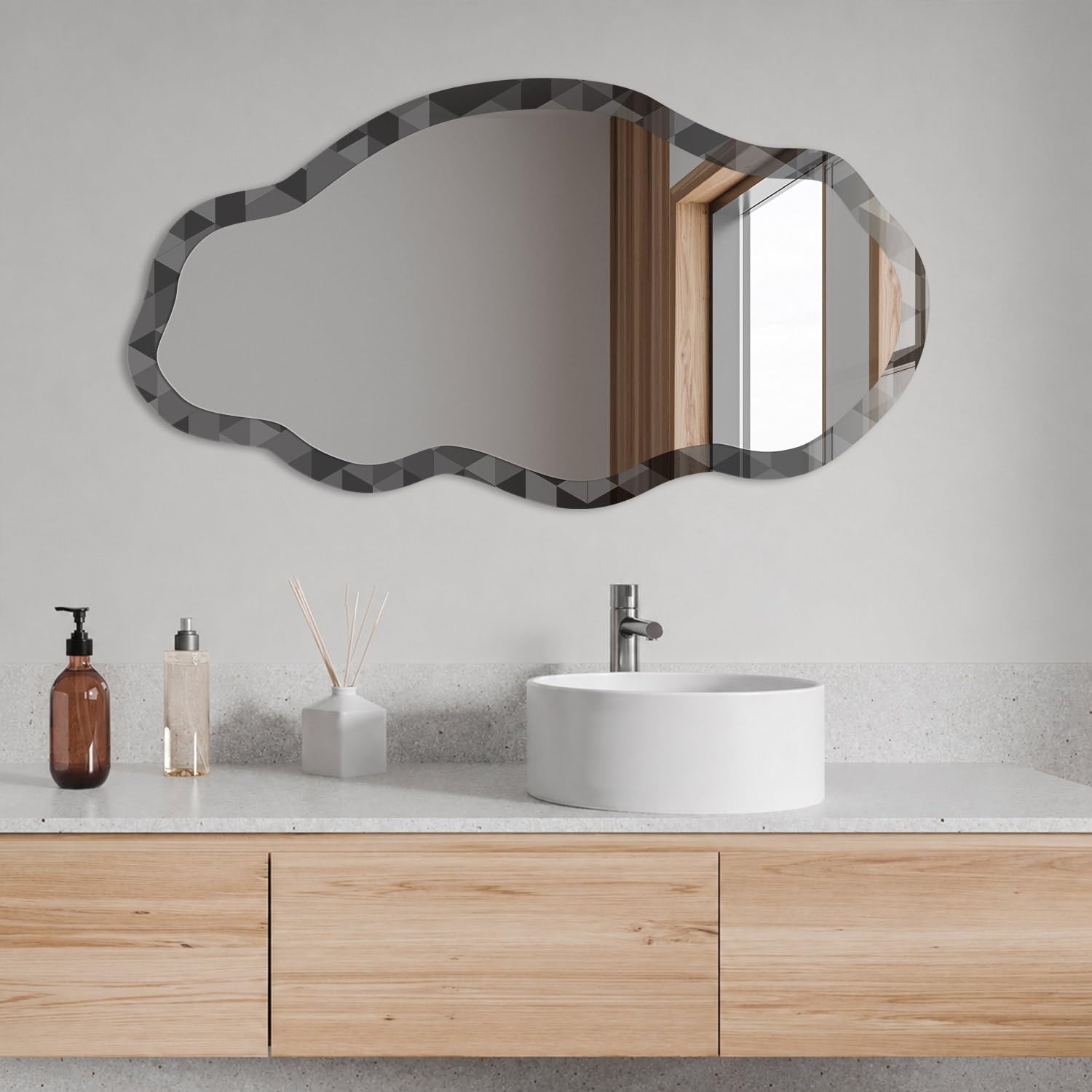 Miroir Asymétrique avec Motif Imprimé 45x90 / 52x97 cm Mosaïque géométrique