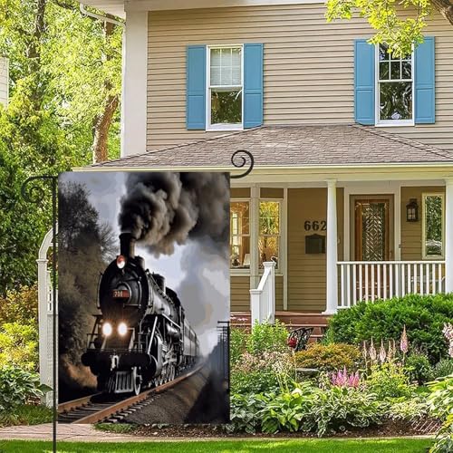 Bandera de tren de vapor para decorar el jardín exterior durante las vacaciones de primavera 6