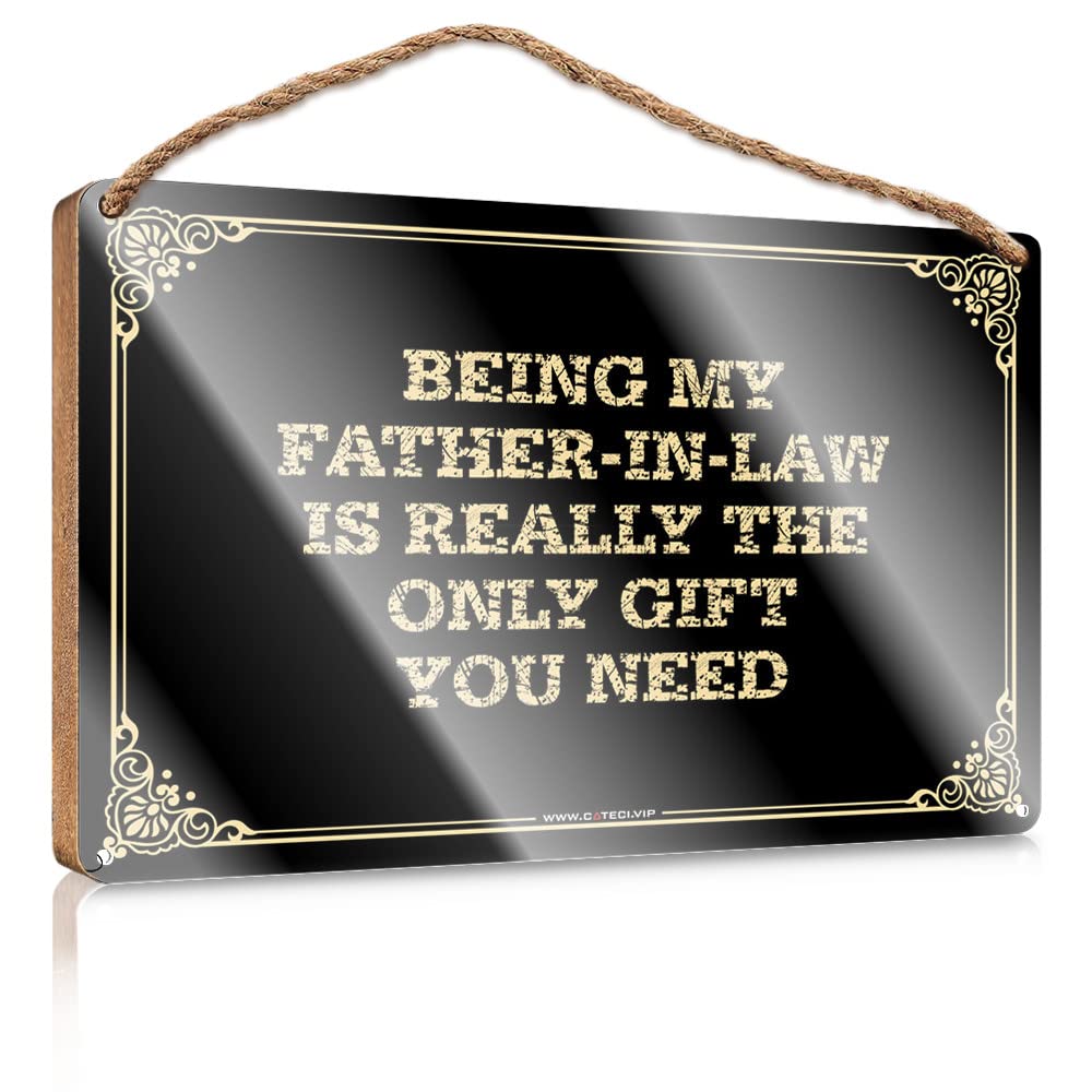 MAHQPZXSF Funny Bathroom Accessories Being My Father-In-Law Is Really The Only Gift You Need Wooden Sign Wood Pantry Signs For Kitchen Bathroom Funny Signs(23X35CM)