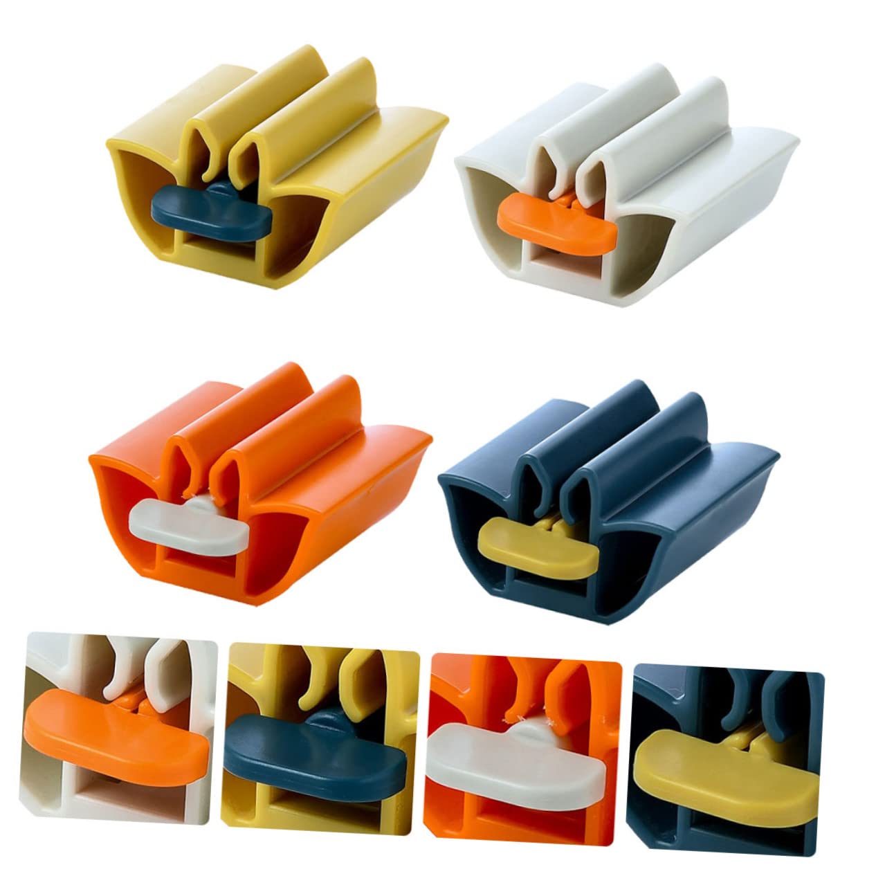 Unomor 2sets Bathroom Accessory Toothpaste Tube Squeezer Dispenser Squeeze Roller No Mess Design 4pcs*2