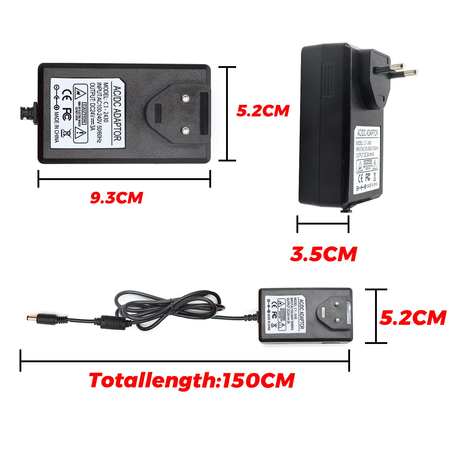Arotelight Alimentatore LED 12V 3A 36W Trasformatore Per Strisce LED SMD 3528/5050, Spina Europea