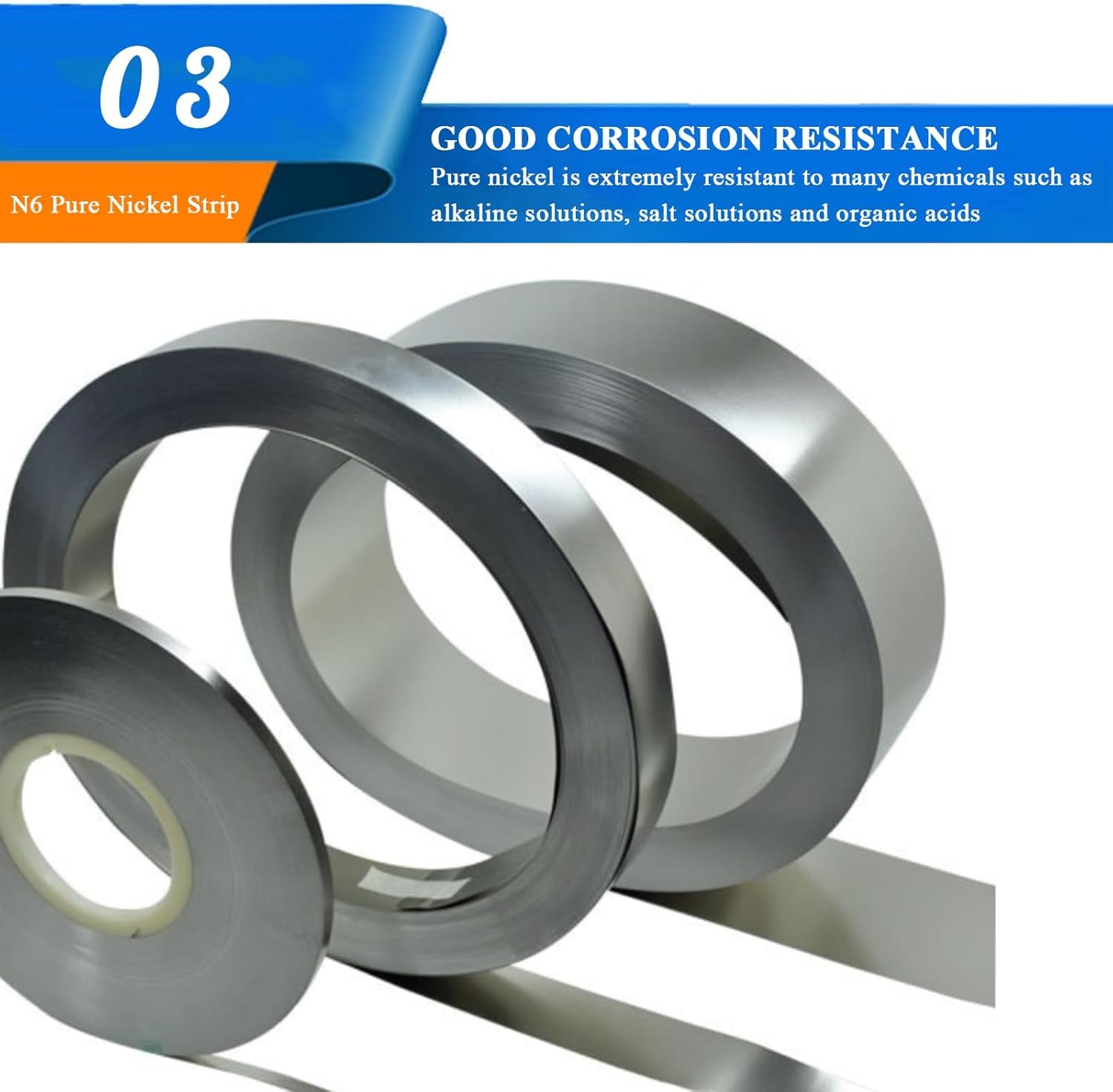 Nickel-Bandstreifen, Reiner Nickelstreifen 0,2 mm x (4–10) mm, 10 Meter(0.2x8mm)