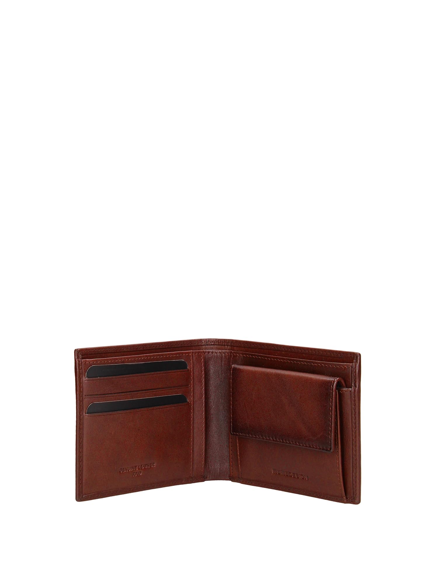 MOMO Design Cartera Hombre Piel Auténtica Negro Compacta 12x9,7 cm Cognac