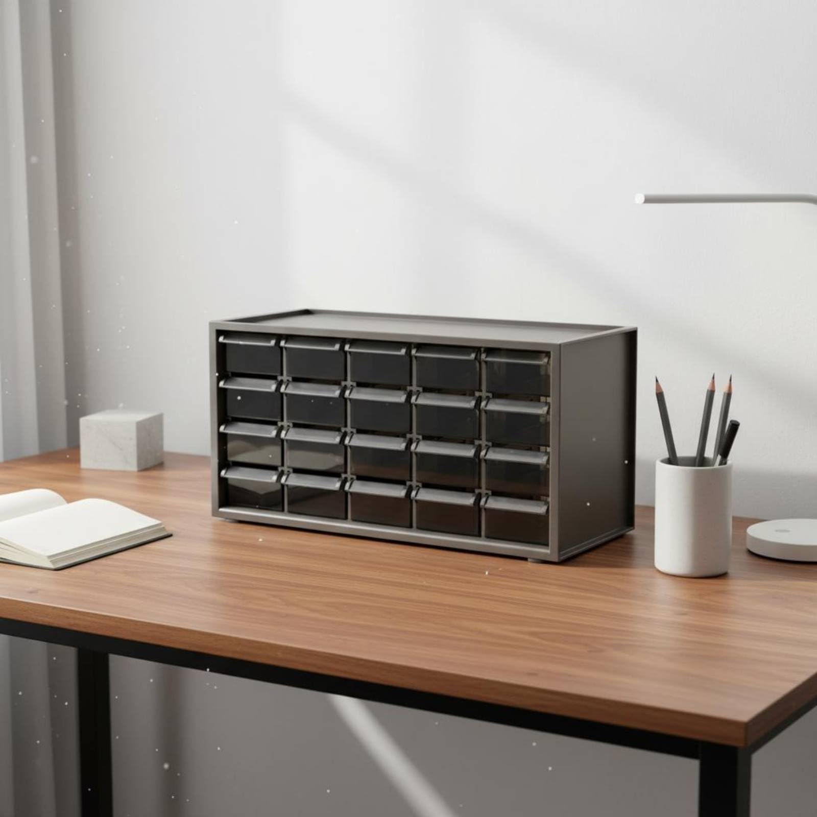 Scatola Portaoggetti a Cassetti Multifunzione Mini Cassettiera da Scrivania Multi-Scomparto Mobile Organizer da Scrivania per Ufficio, Studio, Bianco