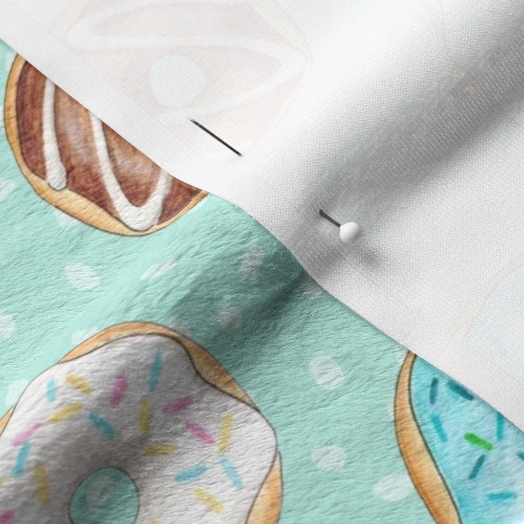 Spoonflower Fabric - Scattered Rainbow Donuts Mint Colourful Fun Sweet Food Treat Printed on Minky Fabric by The Yard - Sewing Baby Blankets Quilt Backing Plush