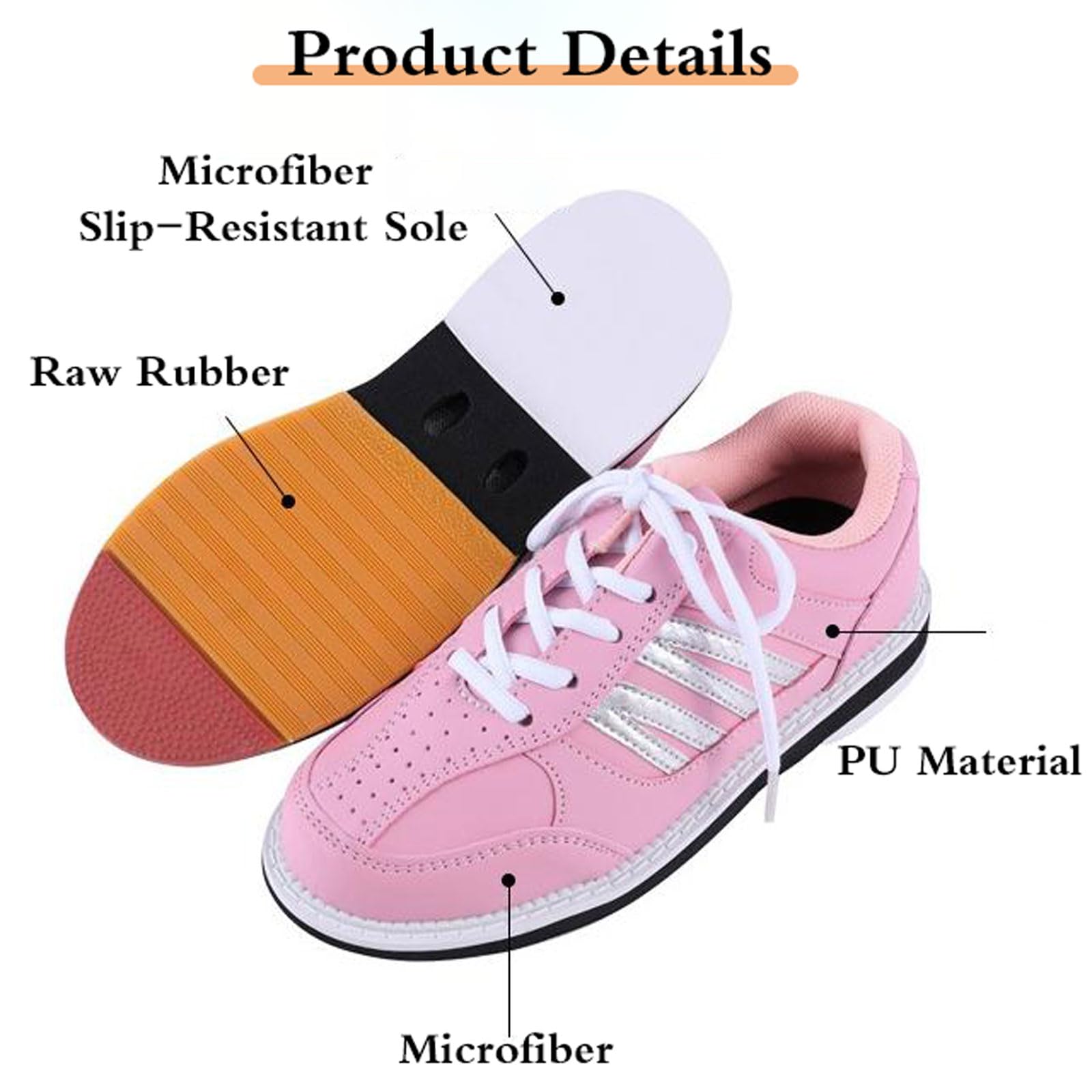 Sneaker da Bowling,Scarpe da Bowling Antiscivolo,Sport Scarpe da Bowling,Bowling Scarpe Gioventù,Scarpe da Bowling Unisex,Traspirante,Leggero,per Principiante,Rosa,Erde,Arancione,Blu