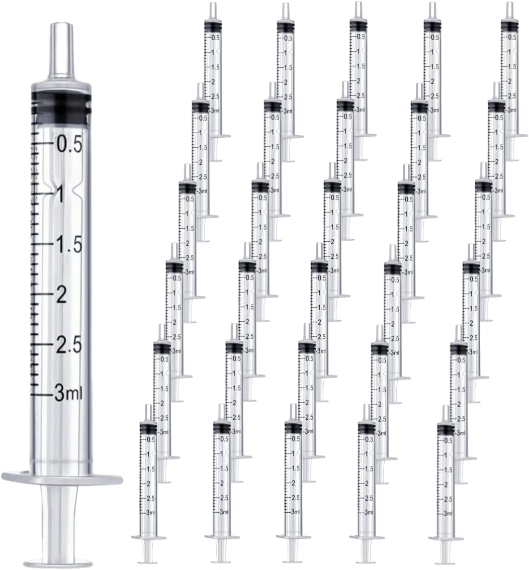 EGEN Syringe -Individually Sealed with Cap, Measurement, for Scientific Labs, Measuring Liquids, Feeding Pets, Oil or Glue Applicator (30 Pack 3ML)