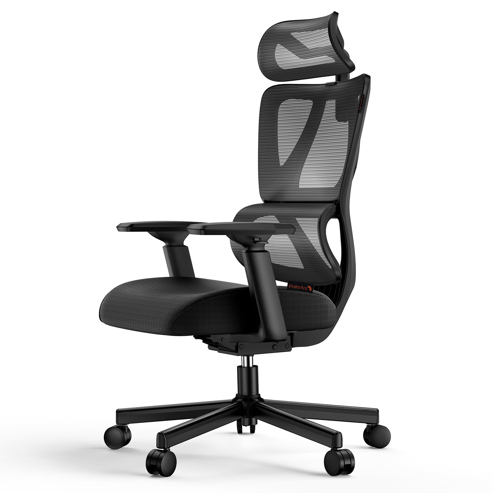 ProtoArc Ergonomic Office Chair for Home Office, High Back Desk Chair with Thick Spring Cushion, Adjustable Headrest, Armrests, Big and Tall Mesh Computer Chairs for Long Hours Sitting, EC100 - Black