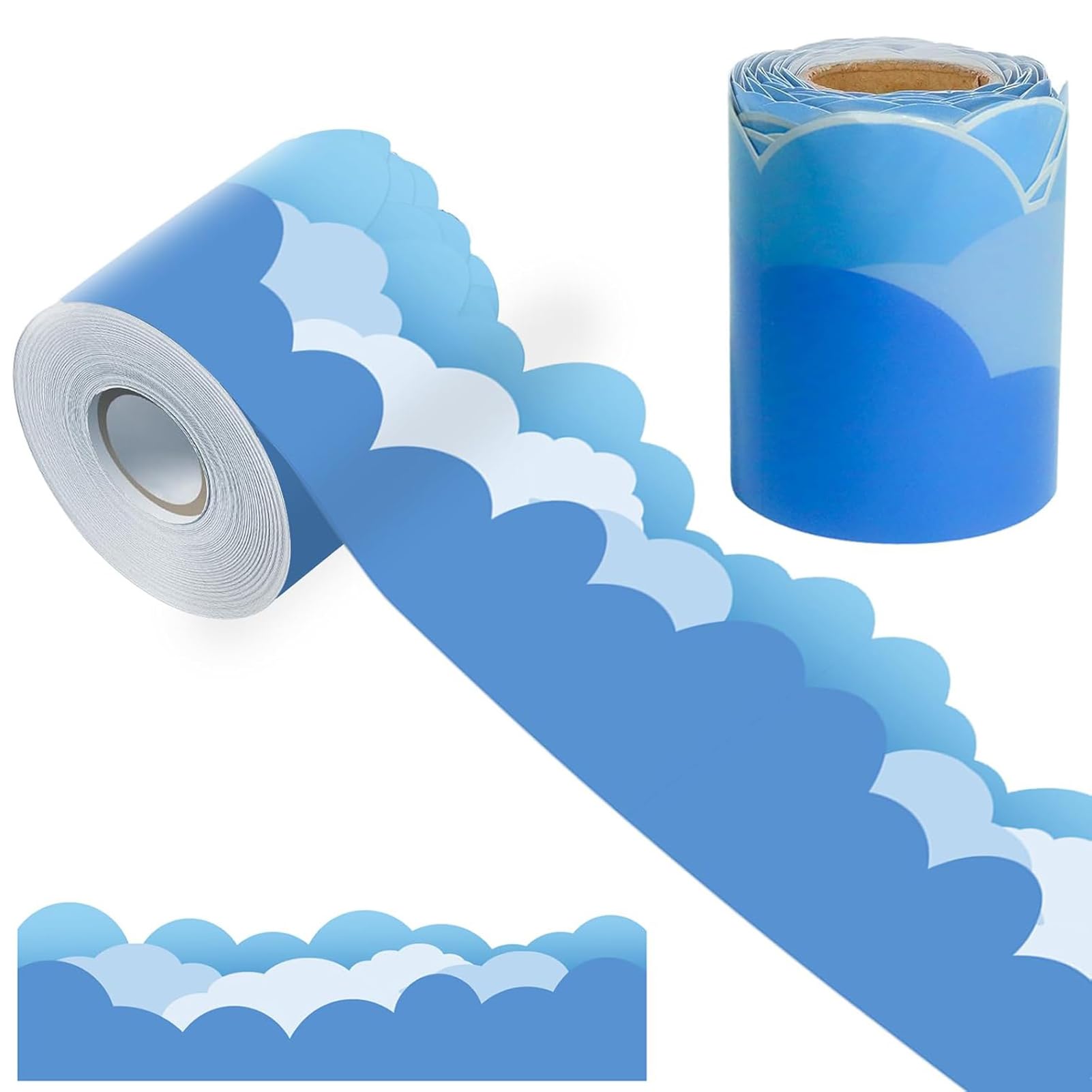 AMSLSIU 15m Back School Innovative Cloud Blue Bulletin Board Border Cloud Board Border for Classroom, School Office, Display