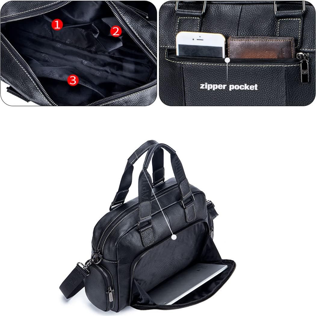 Haitpant Men's Leather Briefcase 14'' Laptop Business Shoulder Messenger Handbag Travel Bags
