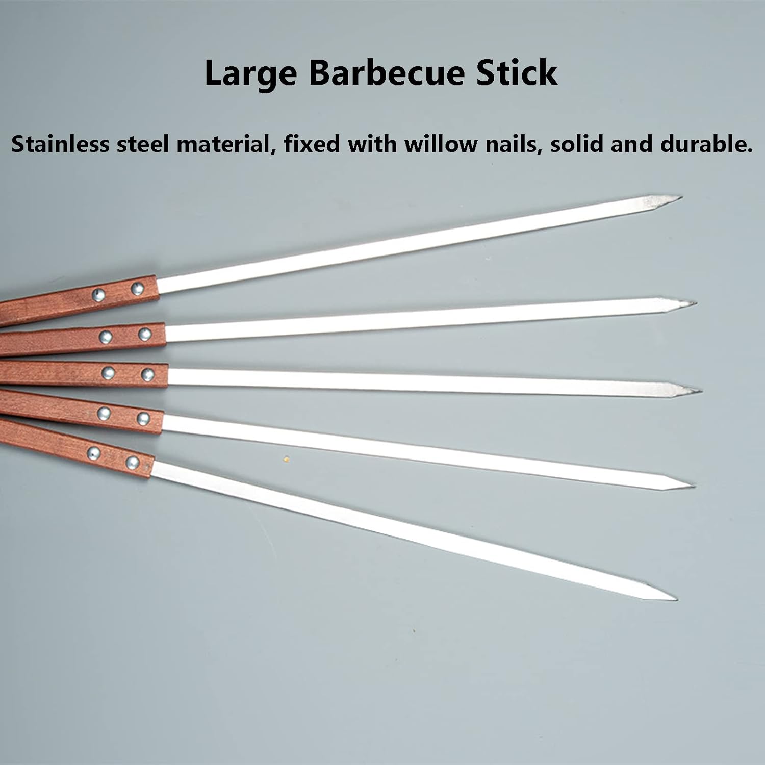 8PCS BBQ Skewers Stainless Steel Flat Kebab Skewers Super Long Skewers
