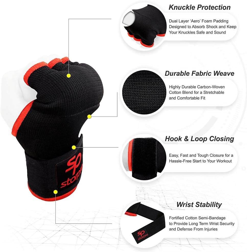 Starpro | Padded Boxing Wraps Men & Women | Many Colors | Thumb & Loop | Boxing Hand Wraps for Boxing Gloves Men, Boxing Hand Wraps for Men, Boxing Wraps Women, Hand Wraps for Boxing Gloves Women