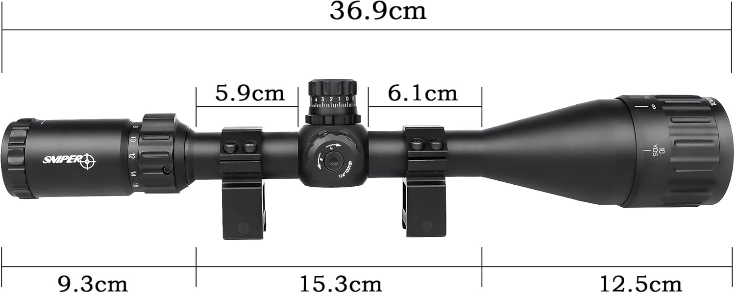 Sniper MT6.5-20x44AOL Rifle Scope w/Lock Zero, Adjustable Objective. Red/Green Illumination Mil-dot Reticle. Comes with Extended Sunshade and Heavy Duty Ring Mount and Lens Cover
