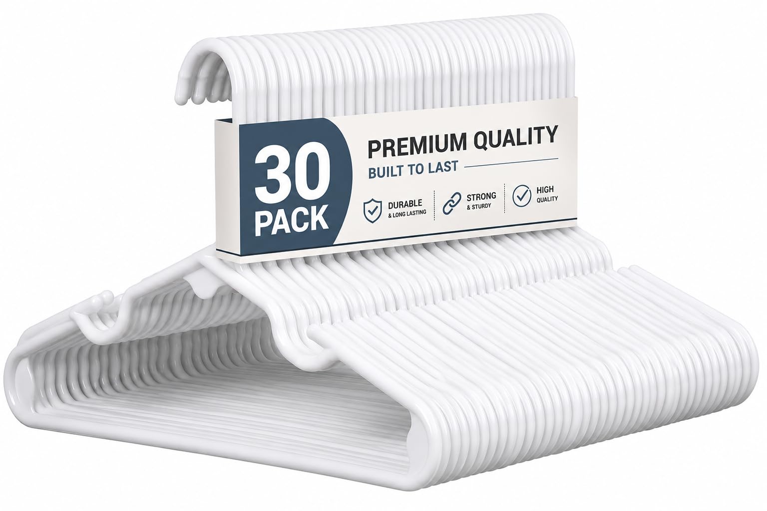 Paquete de 30 perchas de guardería para bebé, niños pequeños y niños (30 unidades), color blanco