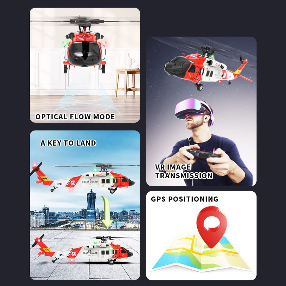 Helikoptery RC dla dorosłych, F09-S 1/47 2,4G 6CH bezszczotkowy silnik napęd bezpośredni pilot helikopter zewnętrzny 3D kaskaderski samolot wojskowy z GPS i kamerą