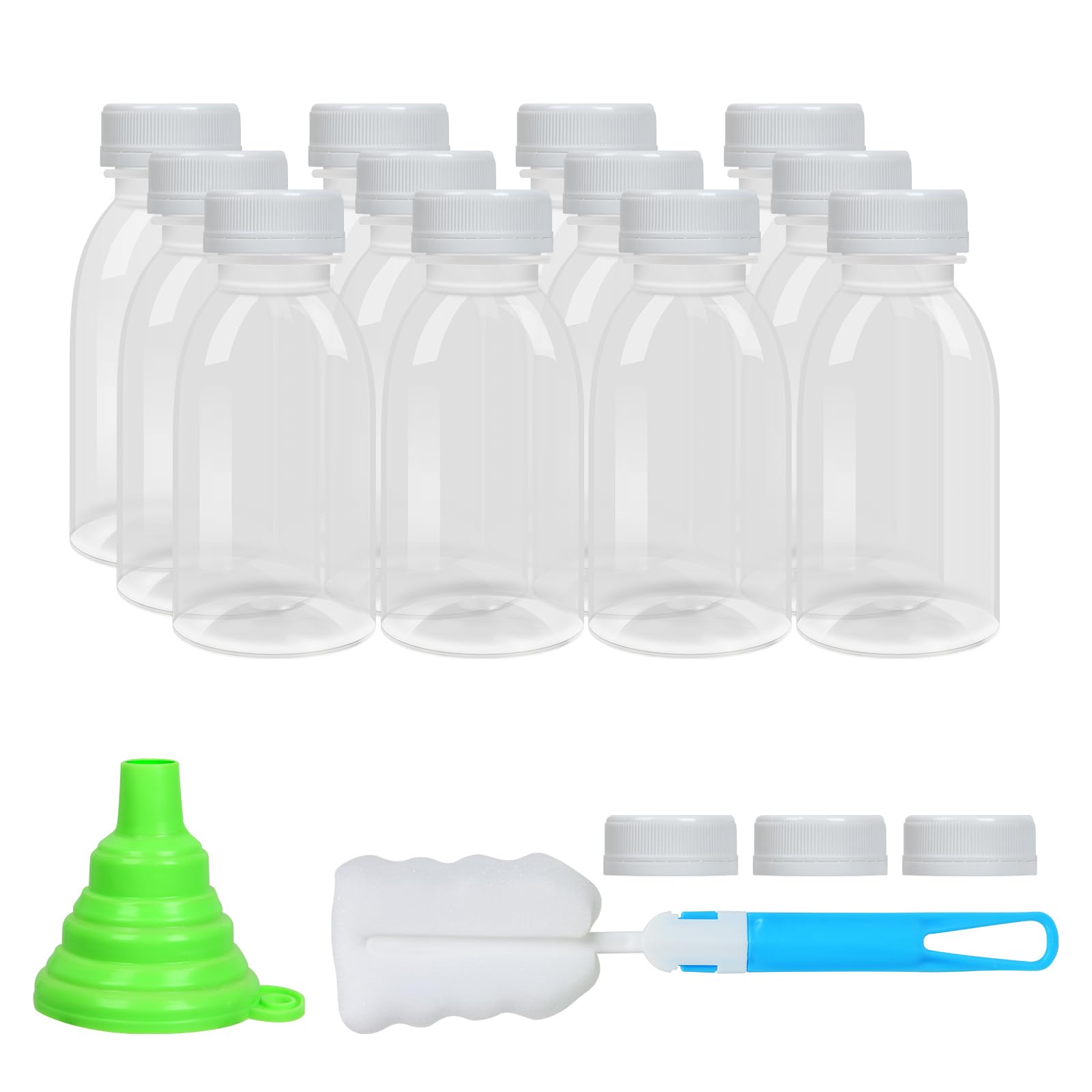 EONJOE Dishwasher Safe 8oz Small Plastic Bottles with Caps Reusable BPA Free PP5 Juice Milk Water Smoothie Bottle Heat-Resistant Refillable