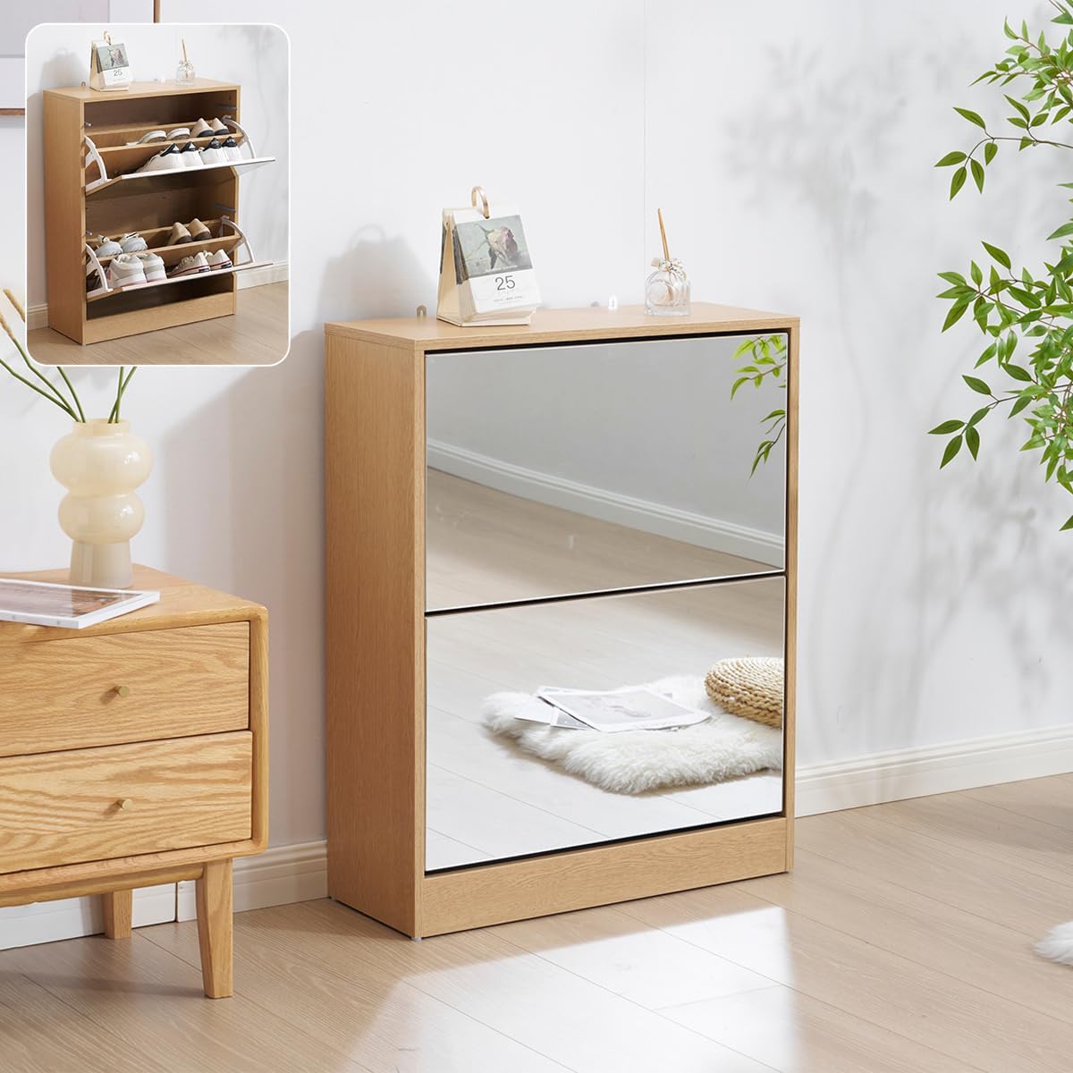 ★N.I＆S.H★シューズロッカー　下駄箱　ミラー付き　高さ185cm ☆N.I＆S.H様専用☆シューズロッカー 下駄箱 ミラー付き 高さ185cm