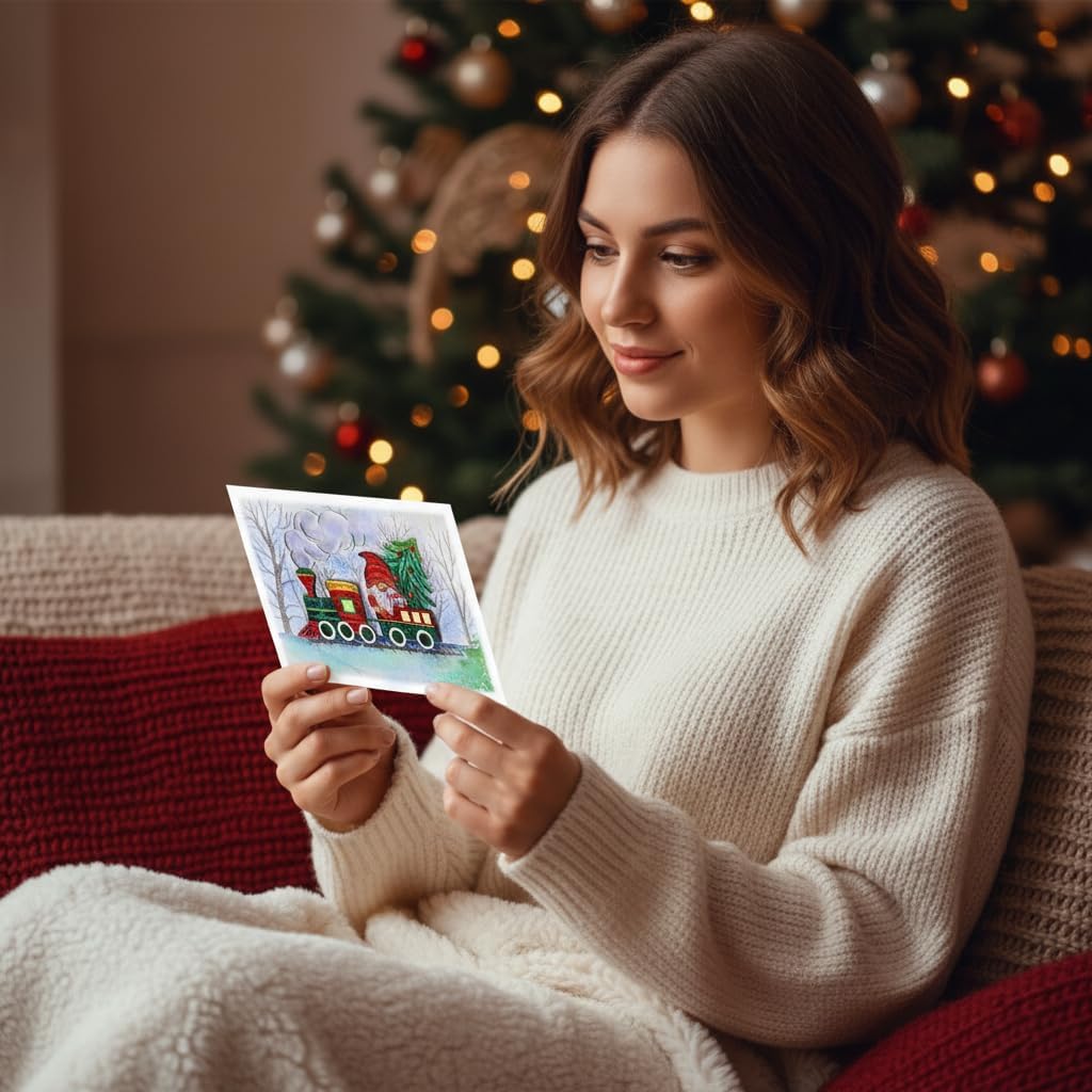 Santa and Train Christmas Quill Card, Merry Xmas Religious Greeting Quilling Quilled Card for Holiday, New Year, Mom, Dad, Grandma, Friend, Boss (Santa and Train) - Image 4