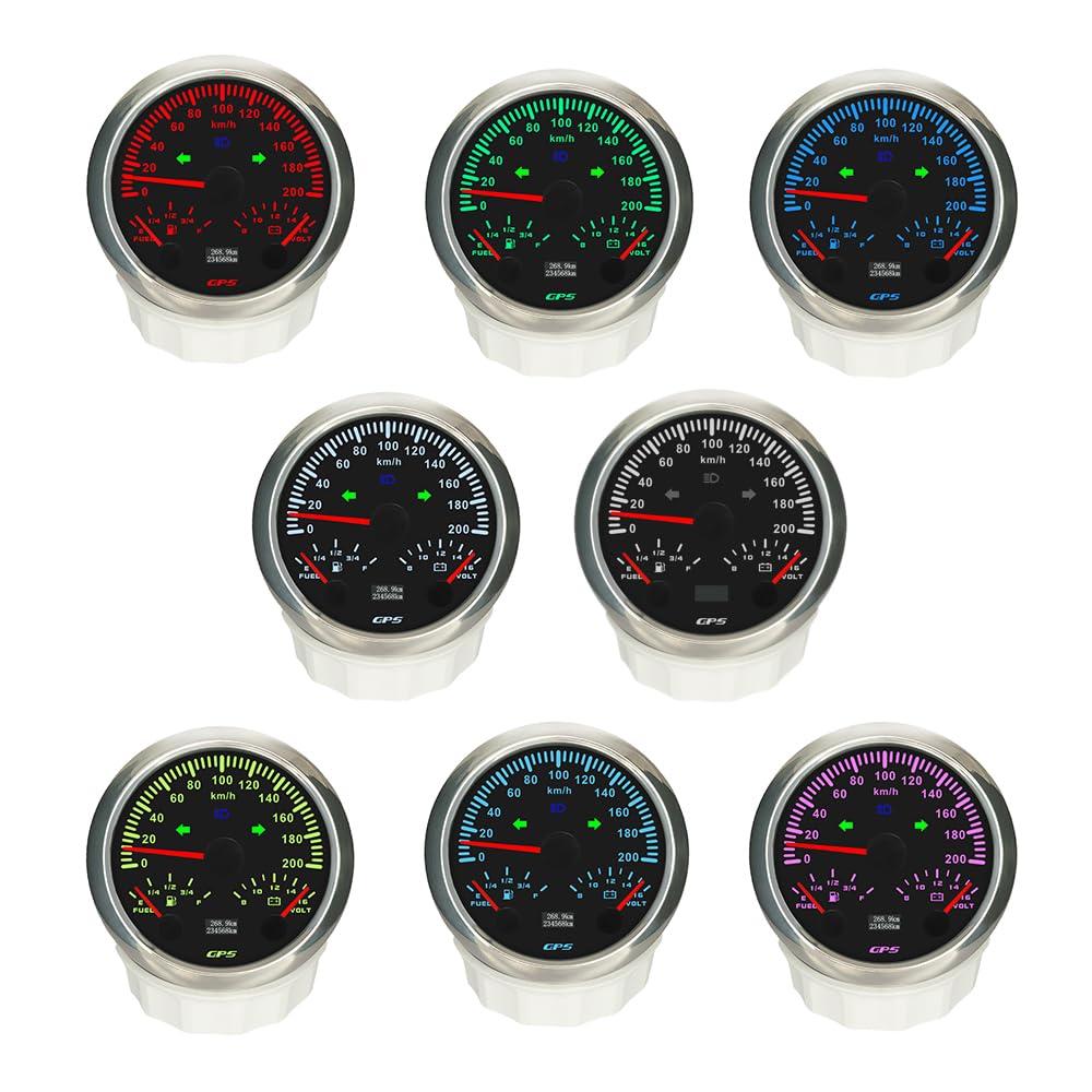 ELING 85mm 3 en 1 compteur de vitesse GPS multifonction 0-200 km/h compteur de vitesse avec indicateur de niveau de carburant 12 V pour voiture SUV