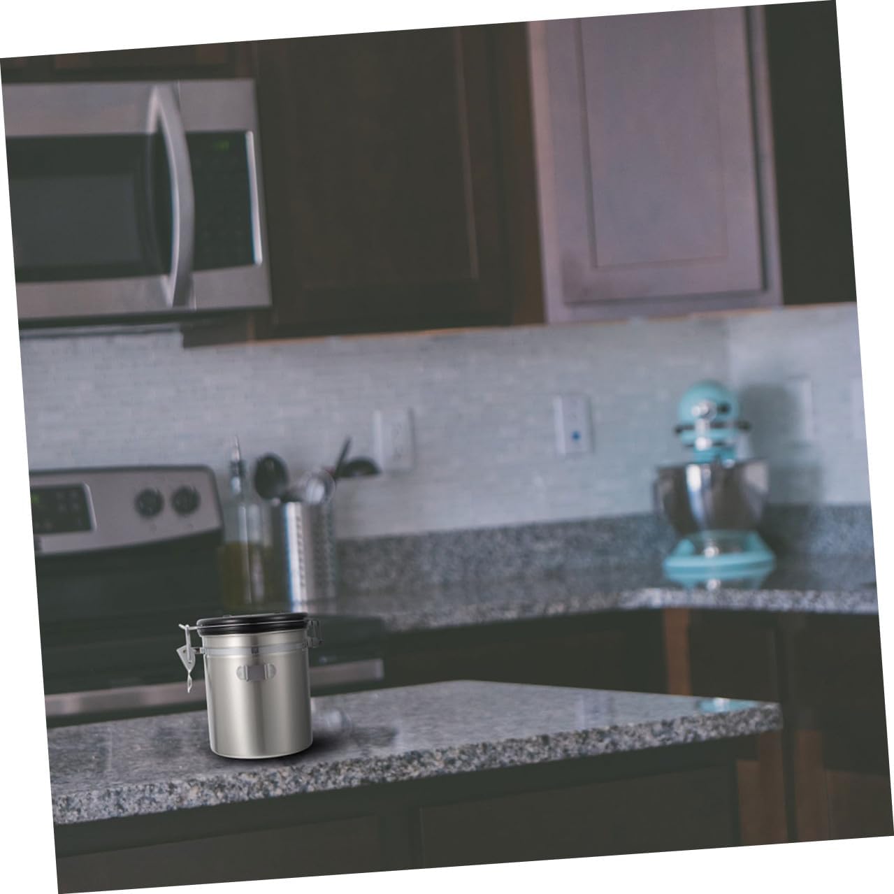 Abaodam Cat and Dog Food Storage Container Airtight Sealed Canister with 1.8l Stainless Steel Body and Steel Spoon for Animal Treat Storage