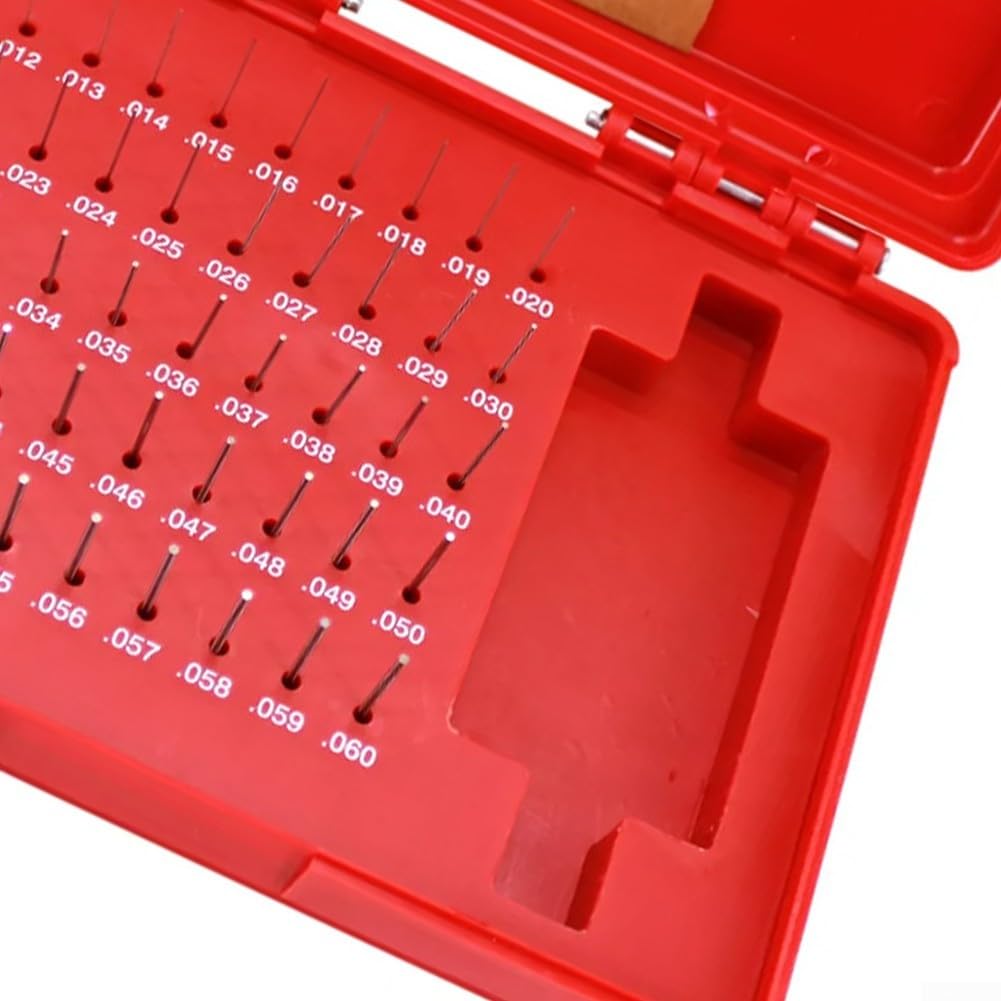 Stahl-Stiftlehren-Set 50-teilig 0,011–0,060 Zoll M0 Plus-Toleranz ±0,0002" für Bohrungsprüfung und Kalibrierung von Messschieber Mikrometer in Werkstatt und Qualitätskontrolle mit Aufbewahrungsbox