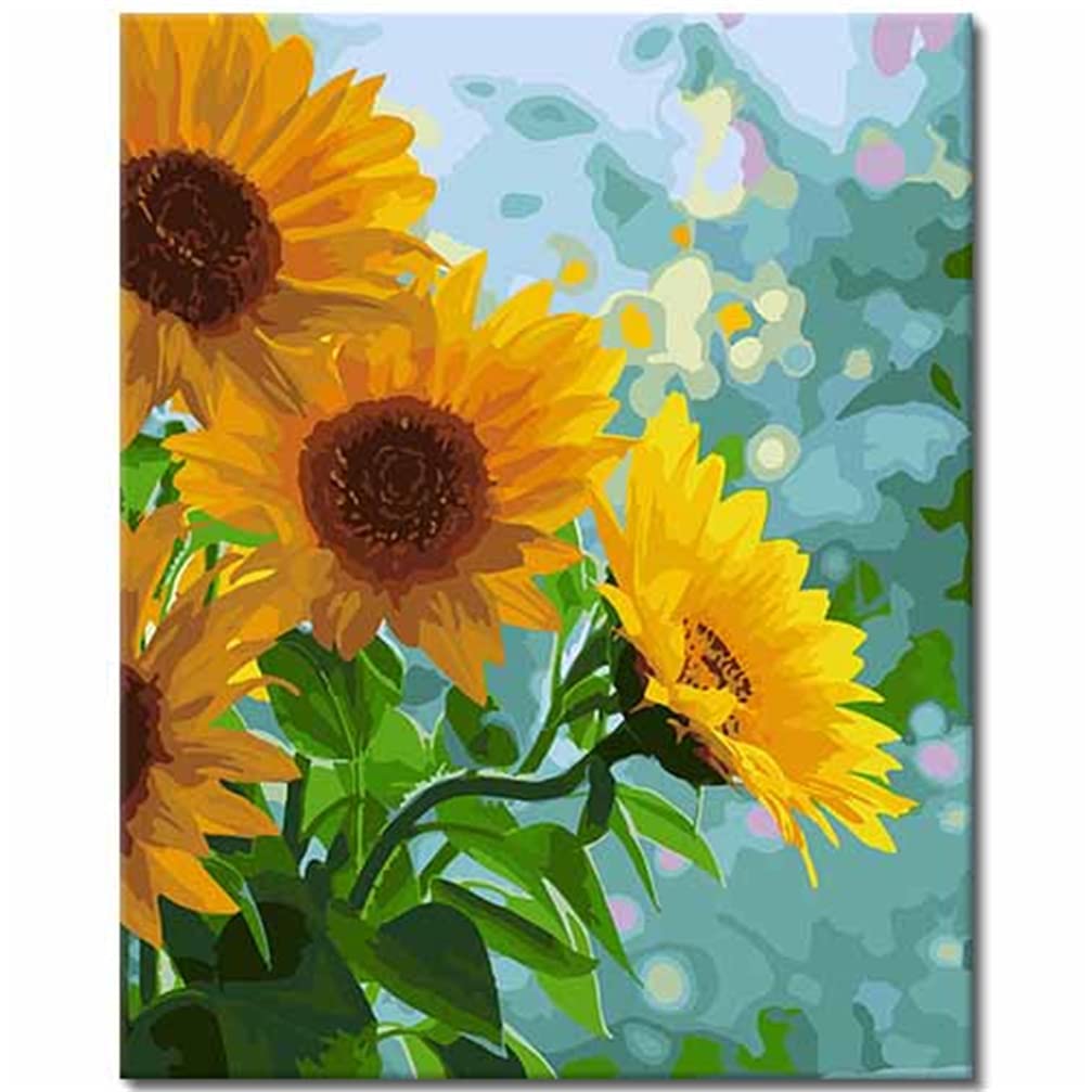 CaptainCrafts Paint by Numbers for Adults, Paint by Numbers DIY Oil Painting Linen Canvas 16x20 Inch Wall Art House Decor Gifts (Frameless, Hazy Sunflower) — image 1