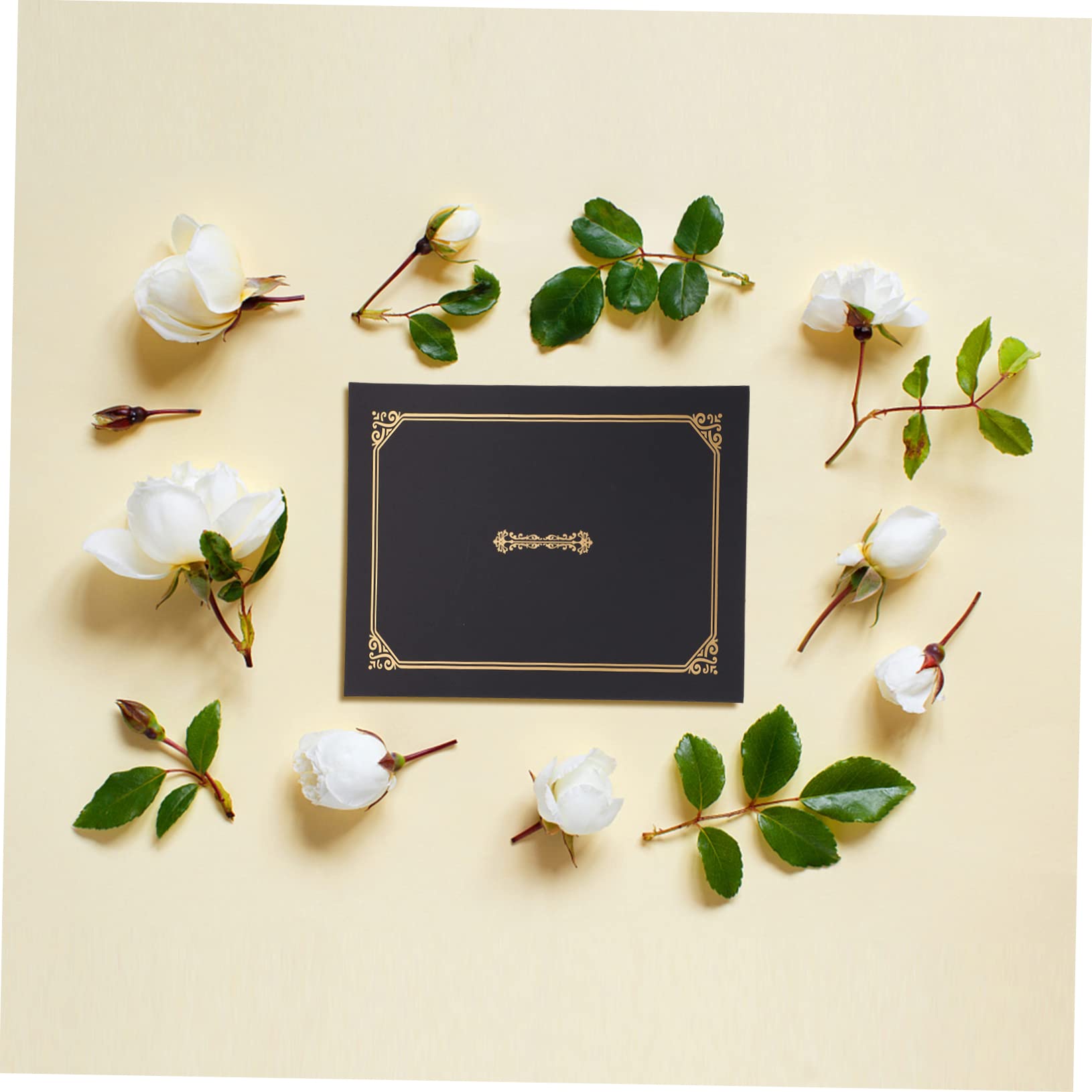 5 Pièces Couverture De Certificat D'honneur Le Diplôme Couvre La Bordure En Feuille Dor Certificat D'achèvement Armature En Métal Cadres Noirs Bronzage Papier A4 Accessoires