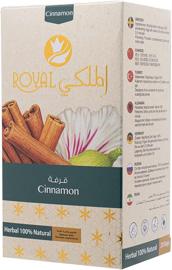 Al Malaky Royal All Natural Tea – Pack of 20 Bags| Herbal Tea for Boosting Immunity and Body Vitality (Cinnamon Tea)