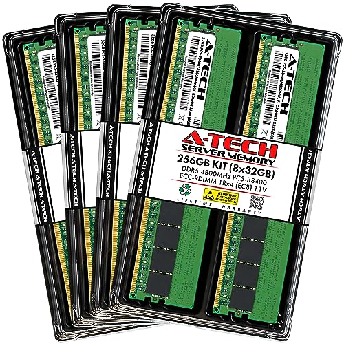Image of A-Tech 256GB Kit (8x32GB) DDR5 4800MHz PC5-38400 ECC RDIMM 1Rx4 (EC8 10x4) Single Rank 1.1V ECC Registered DIMM 288-Pin Server RAM Memory Upgrade Modules (A-Tech Enterprise Series)