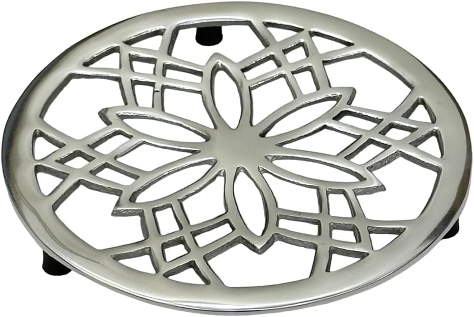 Trivet Cast Metal Flower Trivet for Hot Dish Pot Pan, NonSlip Heat Resistant Teapot