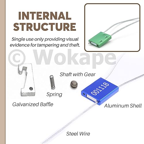 Miniatura 6 de Sellos de cable de acero de alta seguridad, etiquetas autobloqueantes antimanipulaciones Tire apretado etiquetas de seguridad de envío (bloqueo de