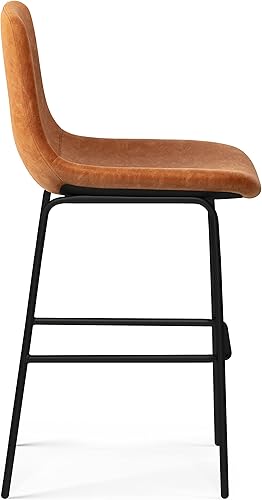 Miniatura 19 de SIMPLIHOME Randolph - Taburete moderno de mediados de siglo de madera curvada de 28 pulgadas (juego de 2) en piel sintética vegana gris piedra para