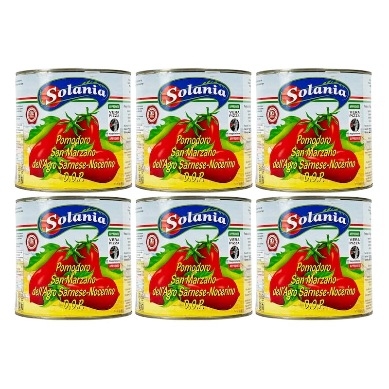 San Marzano Rega DOP Italian Premium Tomatoes Whole Peeled Plum (Solania - San Marzano - 2.5kg x 6)