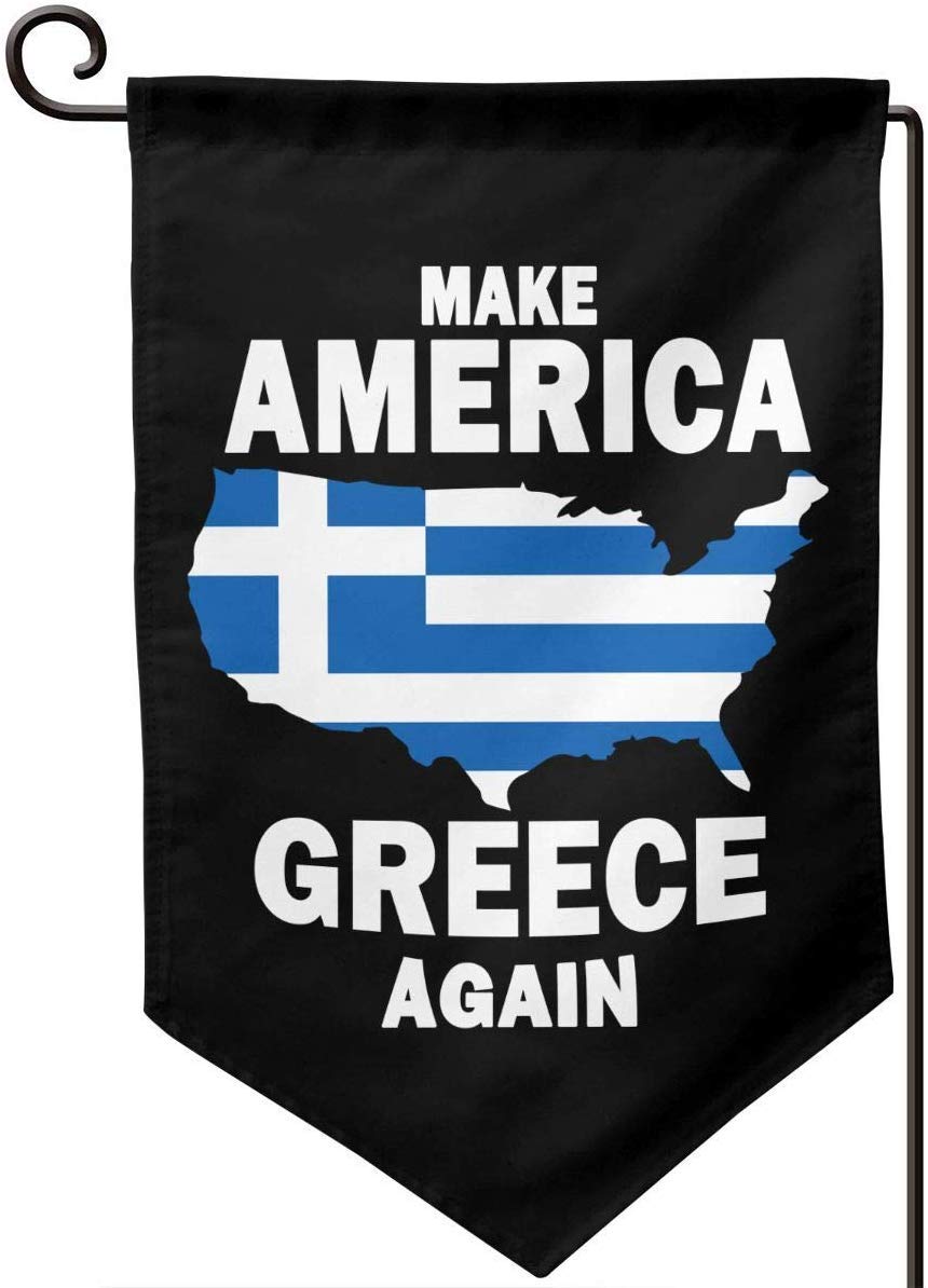 Jeewly Outdoor Flags Make America Greece Again Garden Flags Durable Outdoor House Banners for Patio Lawn Home Outdoor Decor 12.5x18In
