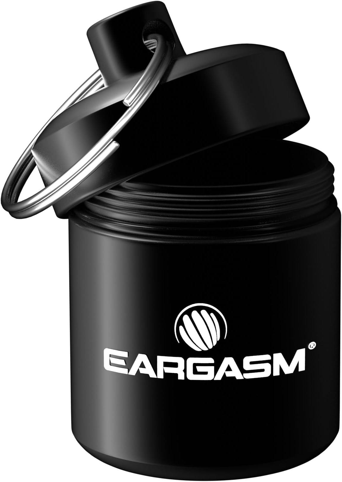 Keychain Earplug Travel Carrying Case - Convenient Metal Waterproof Keychain Container Perfect for Traveling with Ear-Plugs, Pills, Medicine and Small Items On-The-Go - Black, 1.06 in x 1.6 in