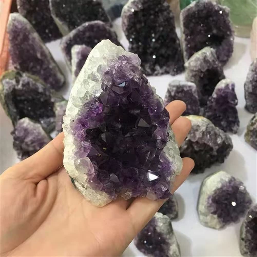 Cristal 500G-1500G Amatista Natural Cuarzo Geoda Cristal Piedra Racimo for 1PC Inicio Colecciones (Color : 500g-600g 1pc)