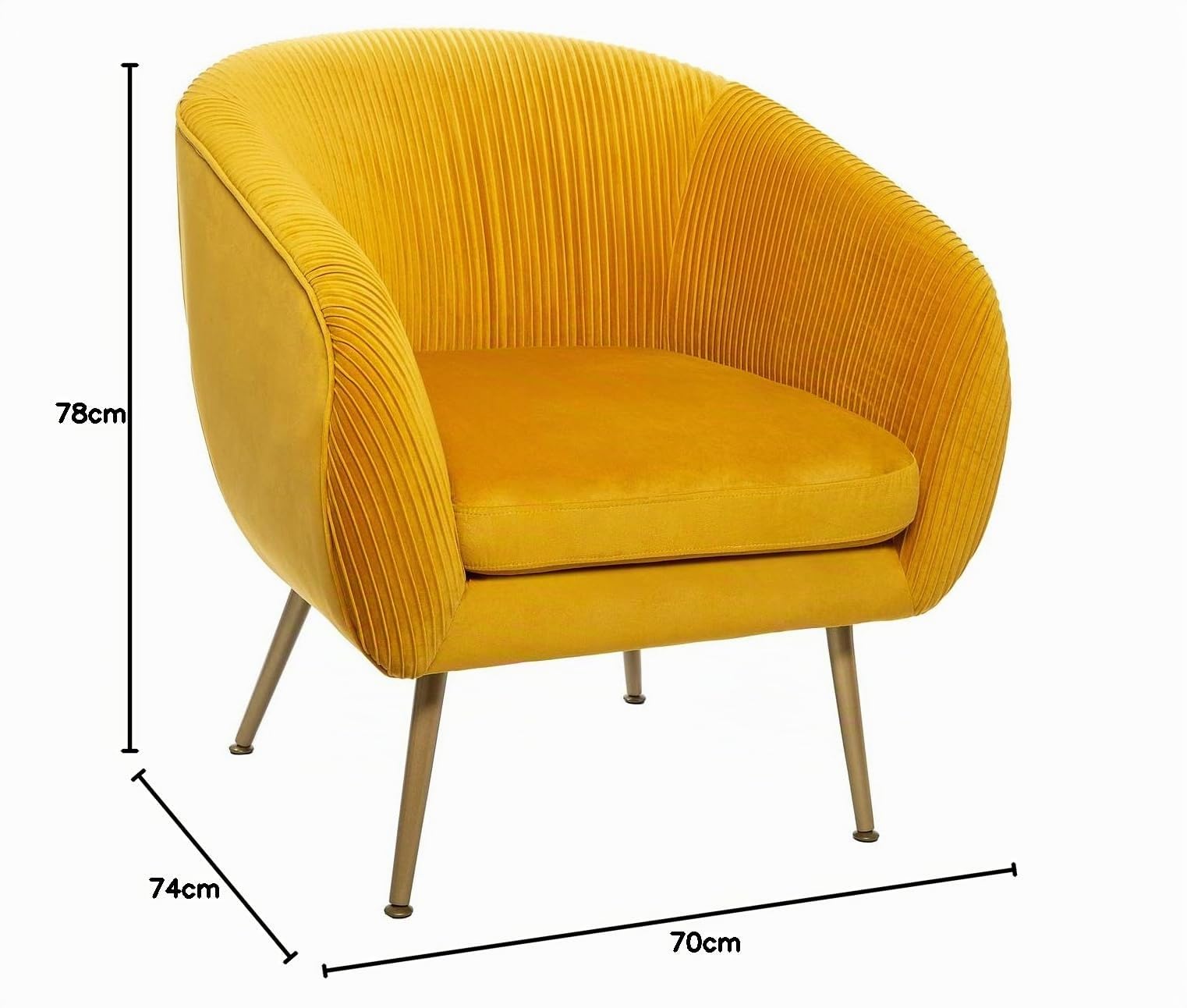 Poltrona Solaro Senape in Velluto plissettato - Atmosphera Interior Designer