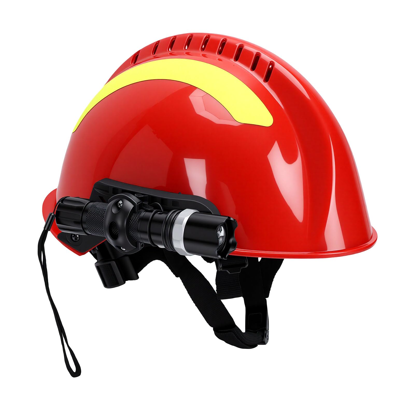 FTVOGUE Casco de Rescate de Emergencia, con Luz Frontal Desmontable y Tiras Reflectantes para Minería en Obras, Extinción de Incendios y Rescate en Desastres